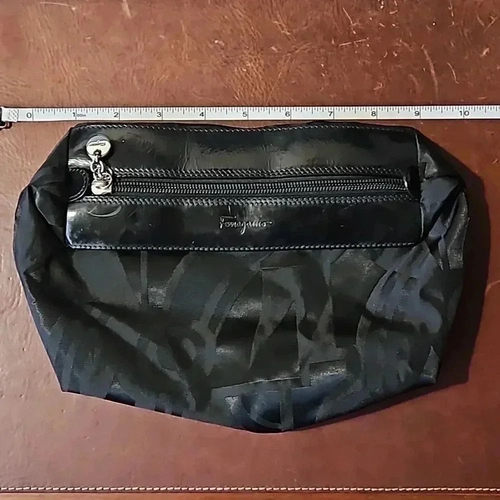 Ferragamo Patent Leather and Nylon Cosmetics Pouch